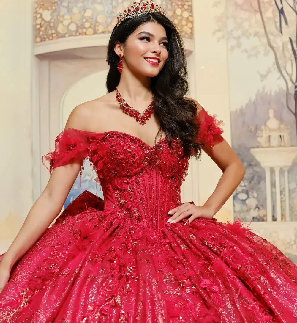 Model wearing a Quinceañera dress Aurora Disney Dress
