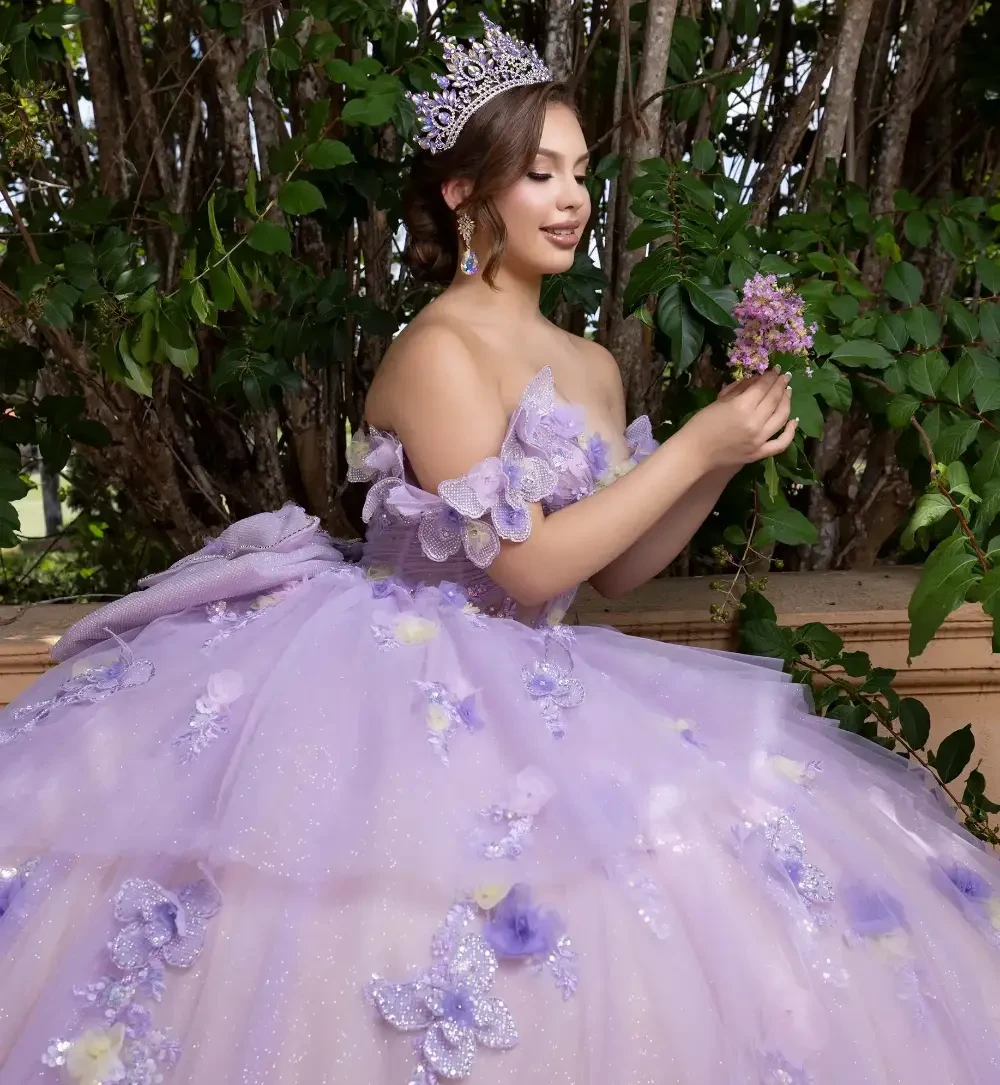 Model wearing a Quinceañera dress Aurora Disney Dress