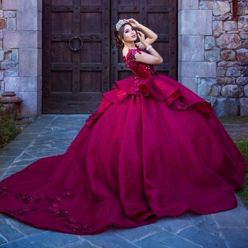 Model wearing a red gown
